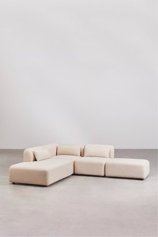 Sofá Modular Esquinero de 3 Piezas con diván y puf
