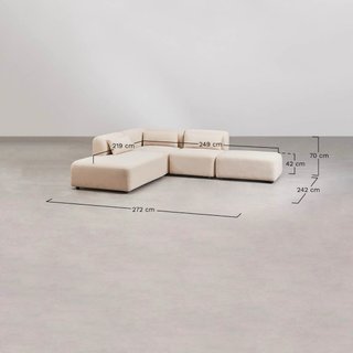 Sofá Modular Esquinero de 3 Piezas con diván y puf