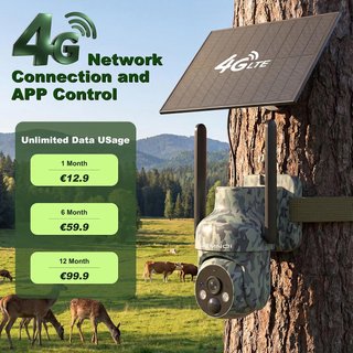 LEMNOI Camara 4G 24H 2K Solar Seguimiento