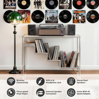 TRYNNAY Tocadiscos Bluetooth 3 Vel Altavoces Rojo