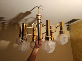 Lámpara de Comedor de Metal y Cristal