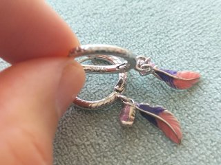Pendientes aro pluma plata de ley