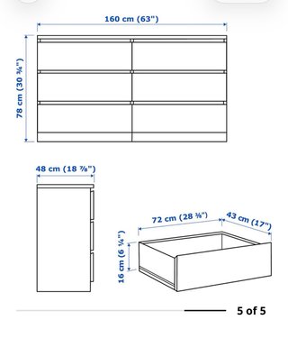 Cómoda Malm Ikea Blanca 160x78x48cm