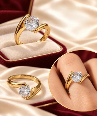 Anillo de Acero Inoxidable Dorado Talla 7