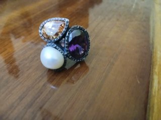 Anillo de Plata con Piedras Naturales