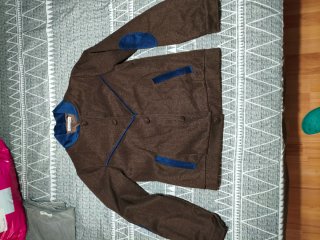 Cazadora Bomber Marrón con Detalles Azules