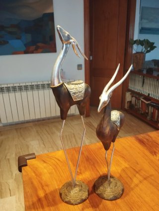 Figuras Decorativas Animales Metal y Madera