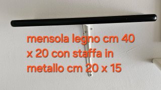 Mensola legno cm 40 x 20 con staffa metallo