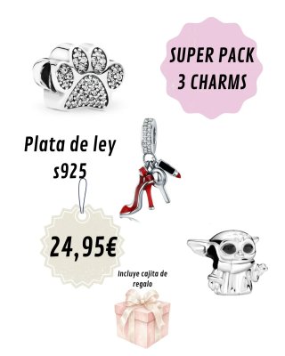 Pack 3 Charms de Plata de Ley S925 nuevos