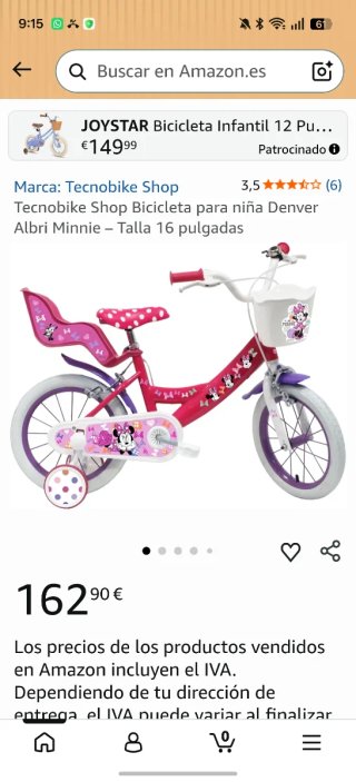 Bicicleta Infantil 12 Minnie Mouse