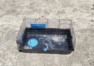 Jaula para mascotas negra y azul