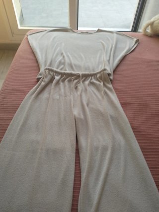 Conjunto Zara Beige Pantalón Ancho