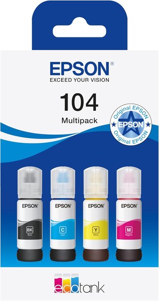 Pack 4 tintas Epson EcoTank 104 originales