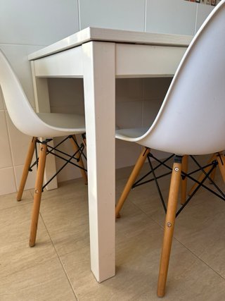 Mesa extensible de Comedor Blanca con 4 Sillas