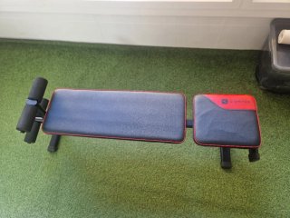 LOTE DE DISCOS Y BANCO GYM
