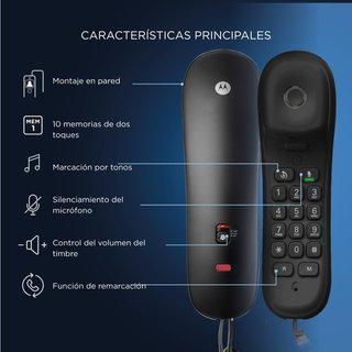 Teléfono fijo con cable Motorola CT50 negro