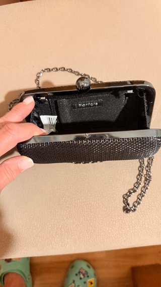 Bolso de fiesta plateado con cadena rigido