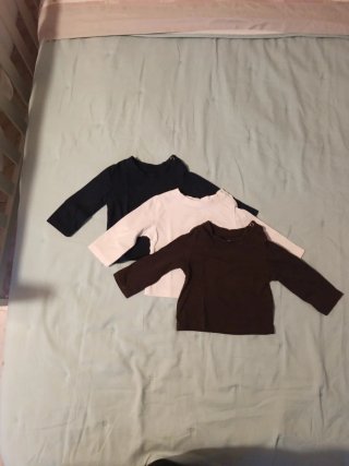 Pack 3 camisetas manga larga talle 0-3m (62cm)