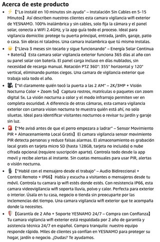 Cámara Vigilancia Solar 2K Exterior WiFi