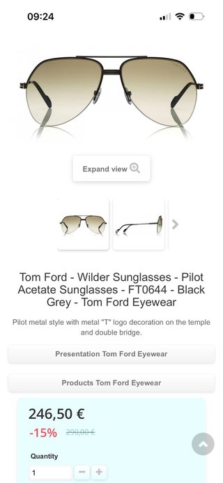 Gafas de sol Tom Ford negras y grises