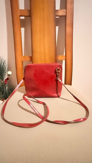 Bolso bandolera rojo de piel