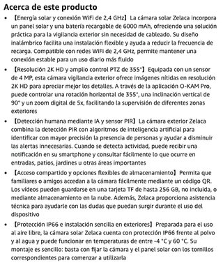 Cámara Vigilancia 2K WiFi Exterior Solar