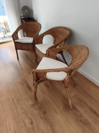 3 Sillas de Rattan IKEA