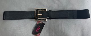 Cinturón Elástico Negro con Hebilla Brillante