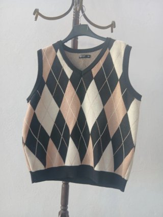 Chaleco Vintage de Punto con Rombos