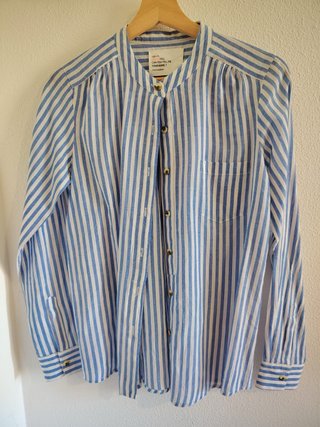 Camisa Leon & Harper rayas azul y blanco