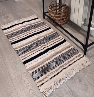 Alfombra Algodón 120x60cm Beige/Negro