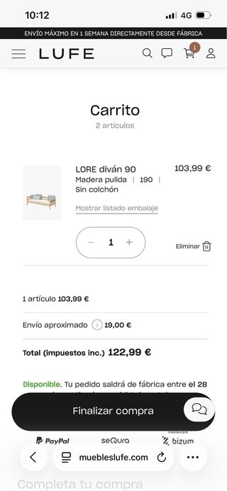 Cama DIVAN Lufe LORE 90x190cm