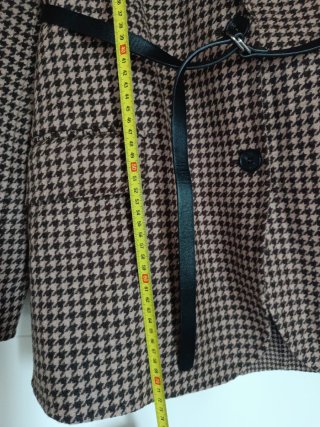 Abrigo Maje Houndstooth Beige y Marrón