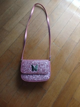 Bolso Rosa con Purpurina y Mariposa