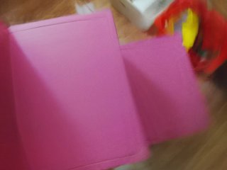 Mueble cajonera rosa y azul