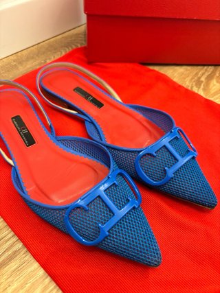 Zapatos destalonados CH rejilla azul