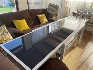 Mesa de Jardín Blanca de Cristal