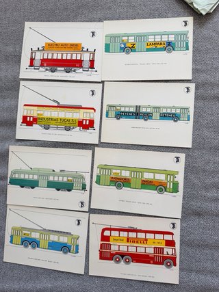 Lote Postales Tranvías y Autobuses Ilustrados