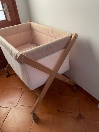 Minicuna Cambrass beige, fusta natural