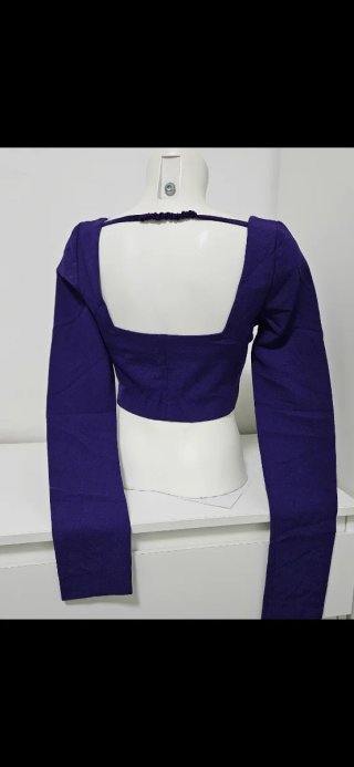 Top Zara viola manica lunga scollo quadrato