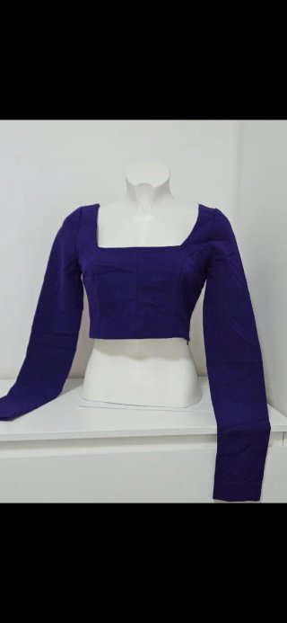 Top Zara viola manica lunga scollo quadrato