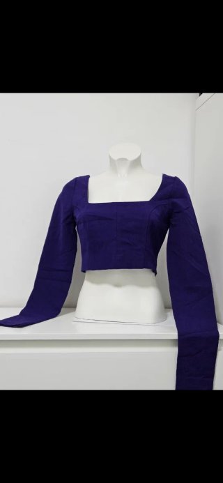 Top Zara viola manica lunga scollo quadrato
