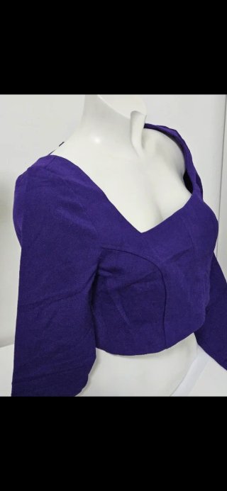 Top Zara viola manica lunga scollo quadrato
