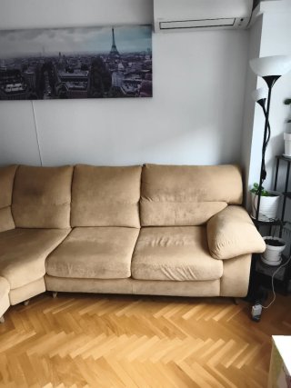 Sofá modular beige de tela