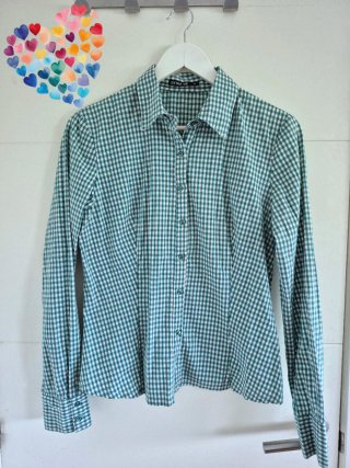 Camisa de Cuadros Verde y Blanca Talla M