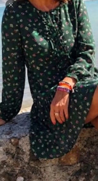 Vestido de Gasa Estampado Verde