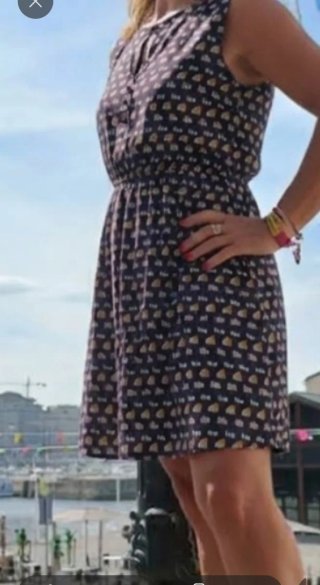 Vestido de Gasa con Estampado de Buhos