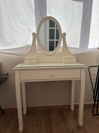 Tocador de Madera Blanco con Espejo