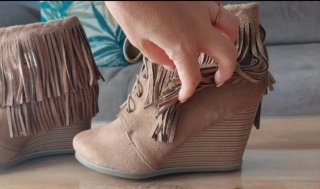 Botines cuña ante marrón talla 40 Corina
