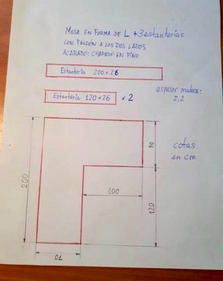 Mesa de escritorio en L de madera